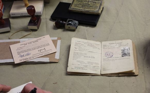 We also took time during the weekend to fill out reproduction paperwork using original examples
as guides. The next time you see one of our soldiers at a display, request to see his AB64.