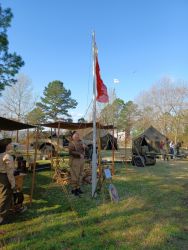 Cpl. Moore gets the honor of raising the flag Saturday morning.
